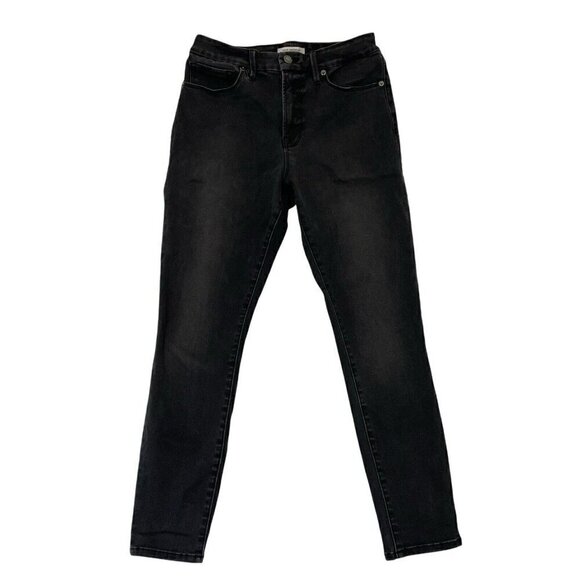 GOOD AMERICAN Good Legs Crop Jeans Stretch Denim Washed Black size 6/28 - Picture 1 of 7